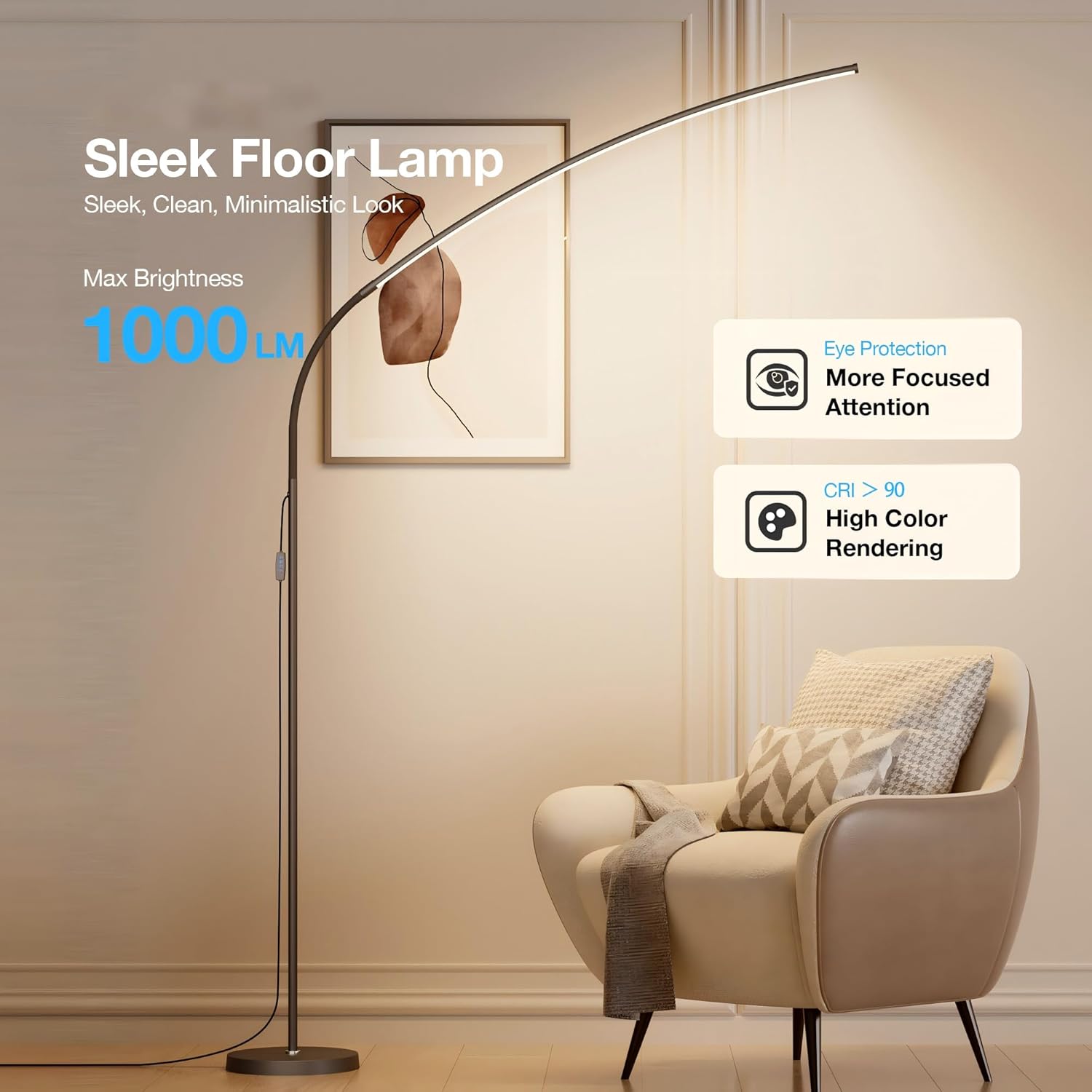 Floor Lamp with Remote and Touch Control, 68 Inch Adjustable Standing Lamp, 3 Color Temperature Dimmable LED, Flexible Gooseneck for Reading, Living Room, Office