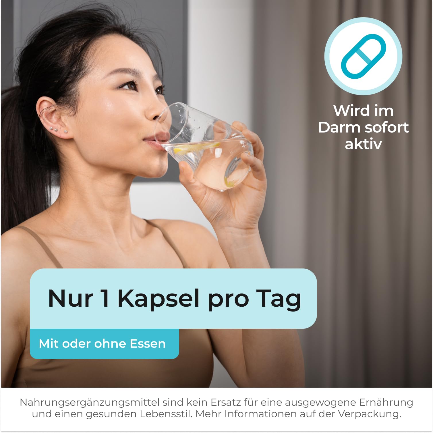 Alflorex Probiotikum für Darmgesundheit & Darmflora - Bifidobacterium longum 35624 (klinisch geprüft) + Calcium - 30 vegane Kapseln - 1x täglich - keine Kühlung nötig
