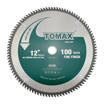 TOMAX 12-Inch 100 Tooth ATB Fine Finish Saw Blade with 1-Inch Arbor