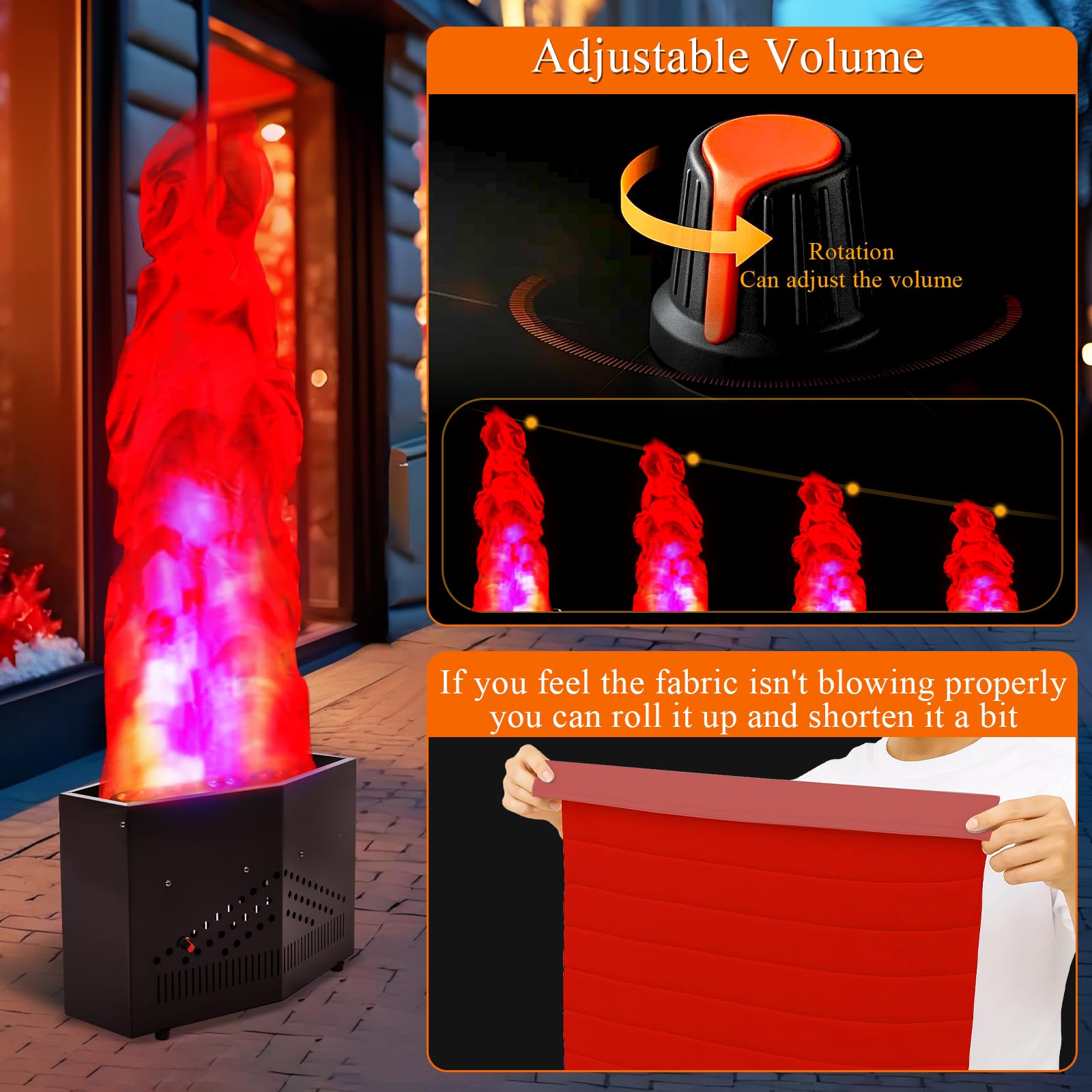 Finta fiamma di fuoco con 36 luci a LED da 1,5 m, effetto atmosfera artificiale, per palcoscenico, Halloween, DJ, feste, discoteca, falò, feste, vacanze speciali
