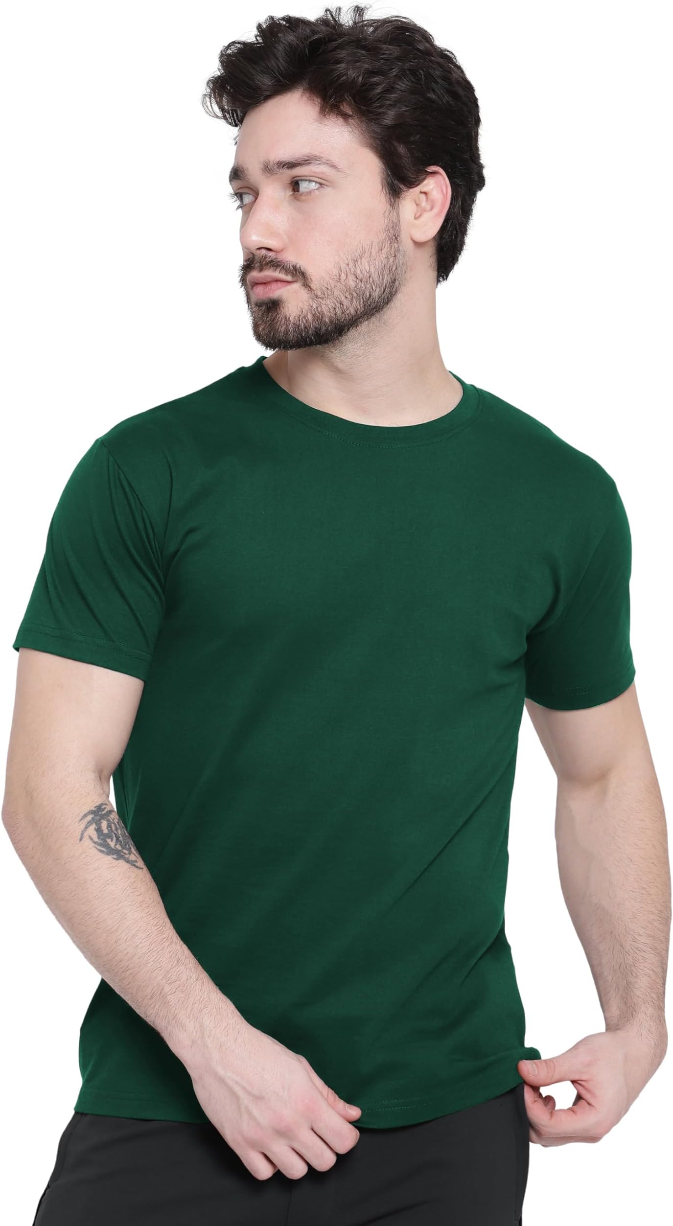 Cotton Regular Fit Plain T-Shirt for Men | Flexible Round Neck | Casual T-Shirt | Solid T-Shirt | Half-Sleeves | Stylish T-Shirt