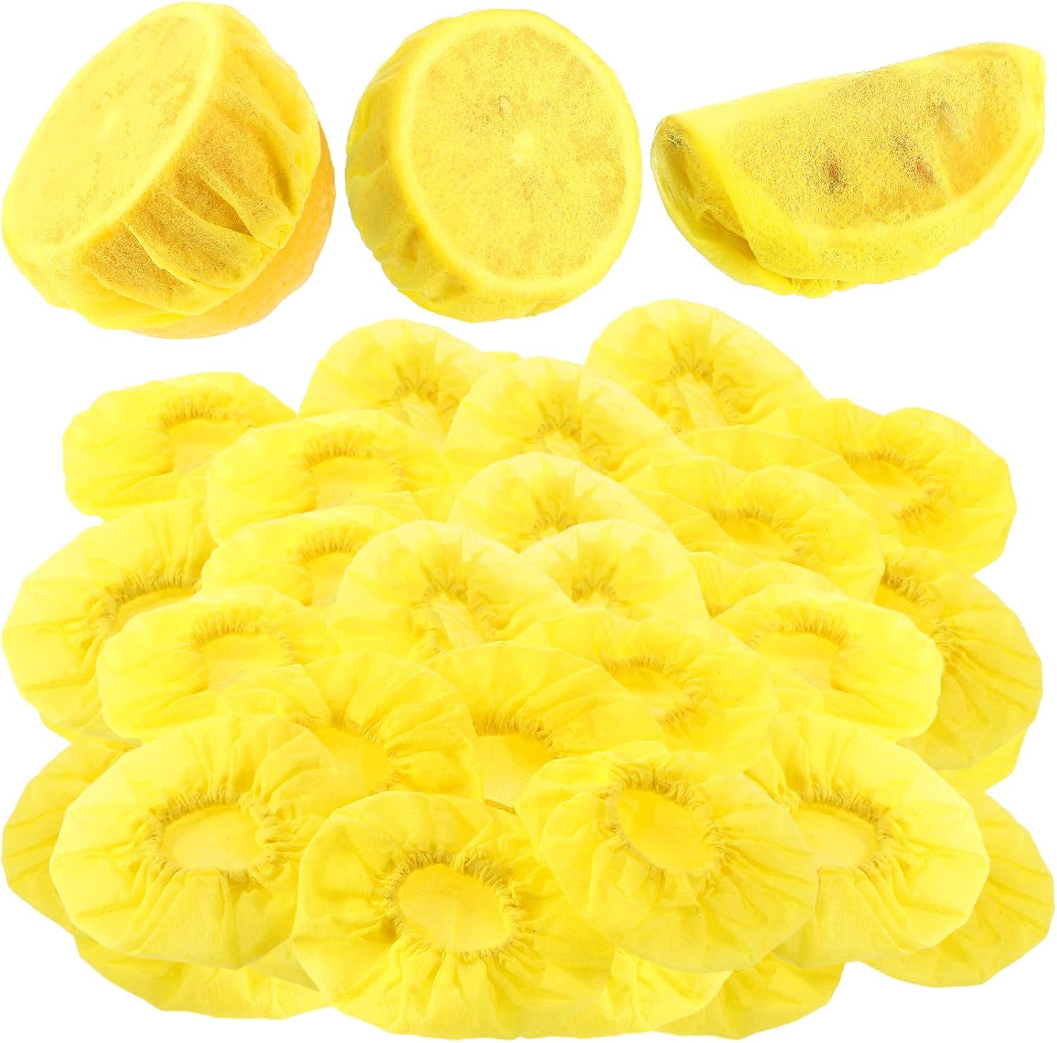 1000 Pack Lemon Wedge Stretchable Wraps Covers Lemon Nets Bag Covers for Squeezing for Seed Free Squeezing of Halves or Wedge, Yellow