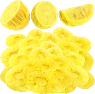 100 Pack Lemon Wedge Stretch Wraps Covers Lemon Nets Bag Covers for Squeezing for Seed Free Squeezing of Halves or Wedge, Yellow