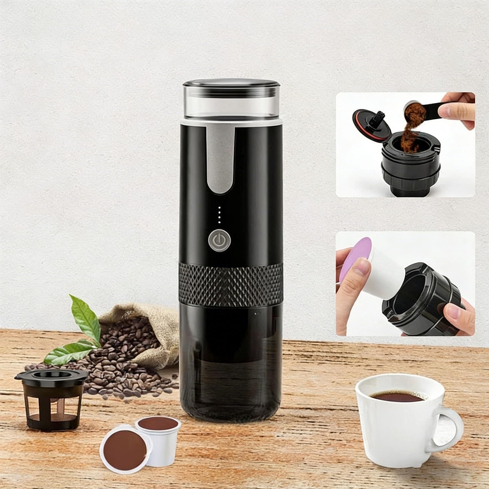 Caffettiera Portatile Ricaricabile Cordless per Capsule macinate