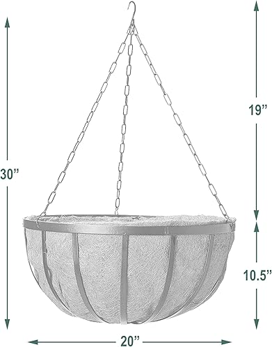 Miniatura 4 de Coconut 1593 Solstice - Maceta redonda para colgar, 20 pulgadas, color negro