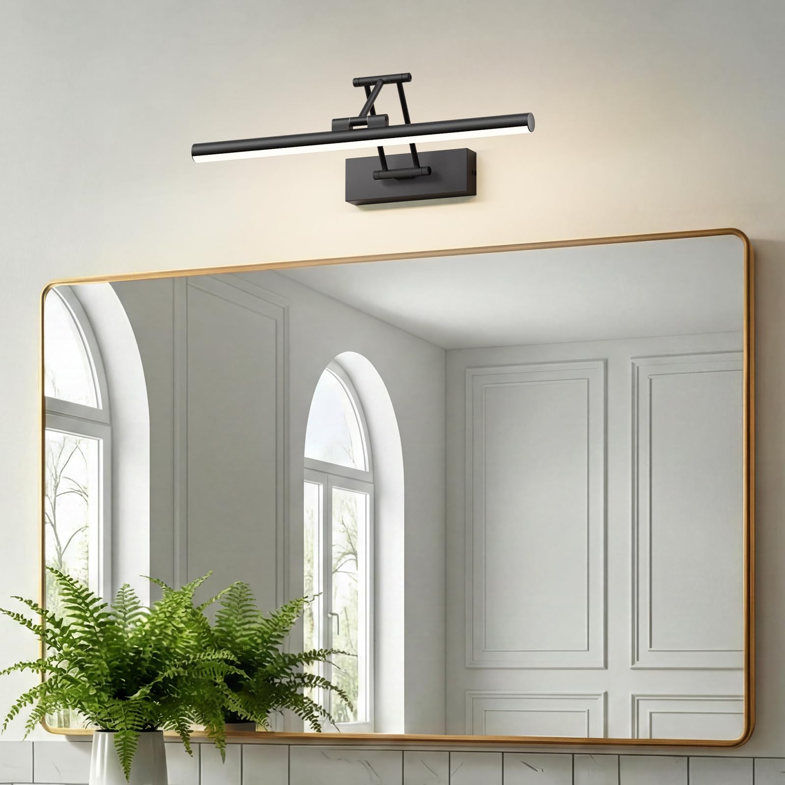Klighten LED Spiegellampe Bad 40cm,Drehung Spiegellampen Spiegel für bad IP44, Spiegelleuchte Badezimmer 12W 970 LM,LED Badspiegelleuchten Badezimmerspiegel,Naturweiß 4000K,Schwarz