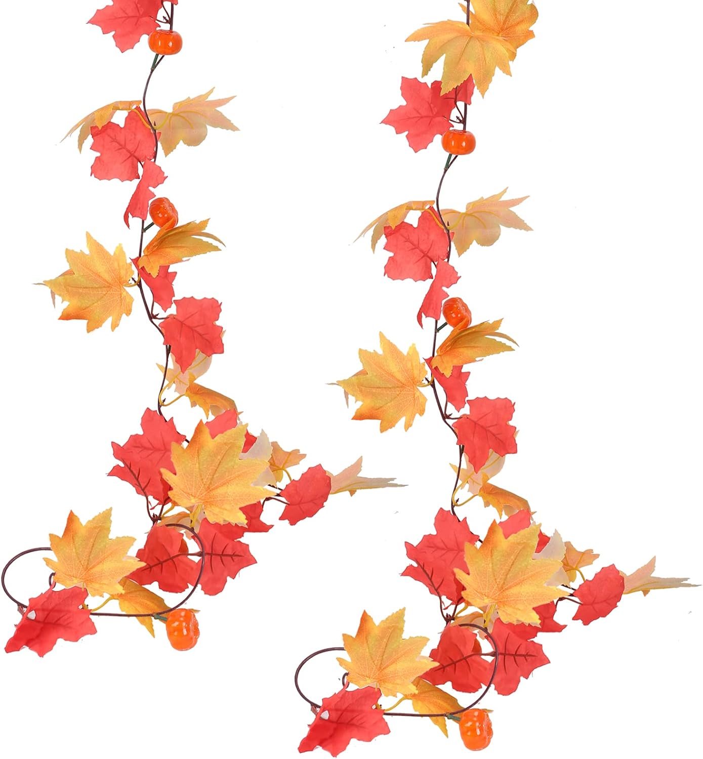 XHXSTORE Plantas Hiedra Artificial 2x2m Hojas Guirnalda Otoño Deracocion con Calabazas Naranja Enredadera Plastico Colgante para Exterior Interior Escaparate Acción de Gracias Cena Fiesta Chimenea