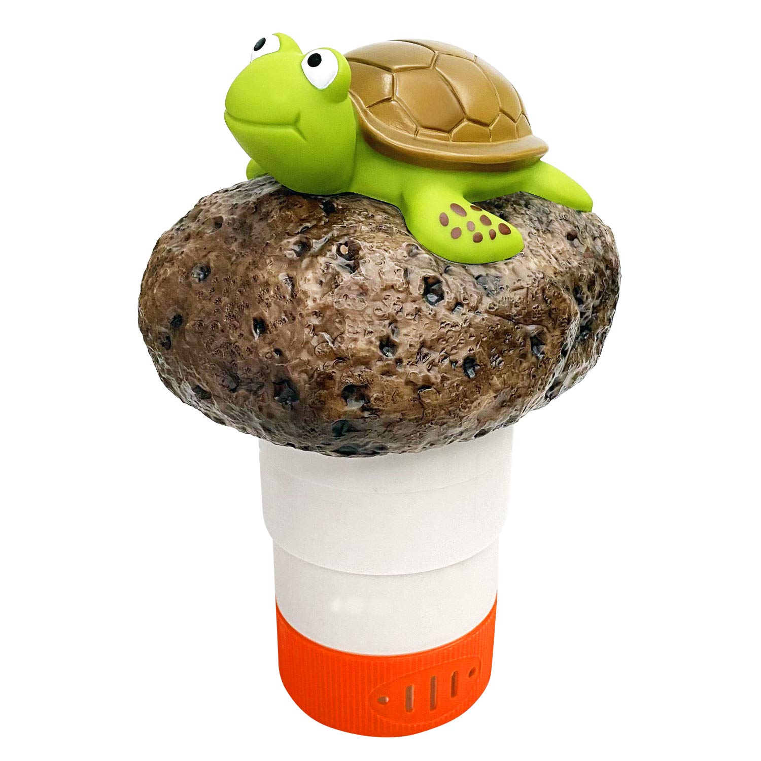 ALLADINBOXPremium Animal Floating Pool Chlorine Dispenser for Chemical Tablets Fits 3" Tabs Bromine Holder (Stone Turtle)