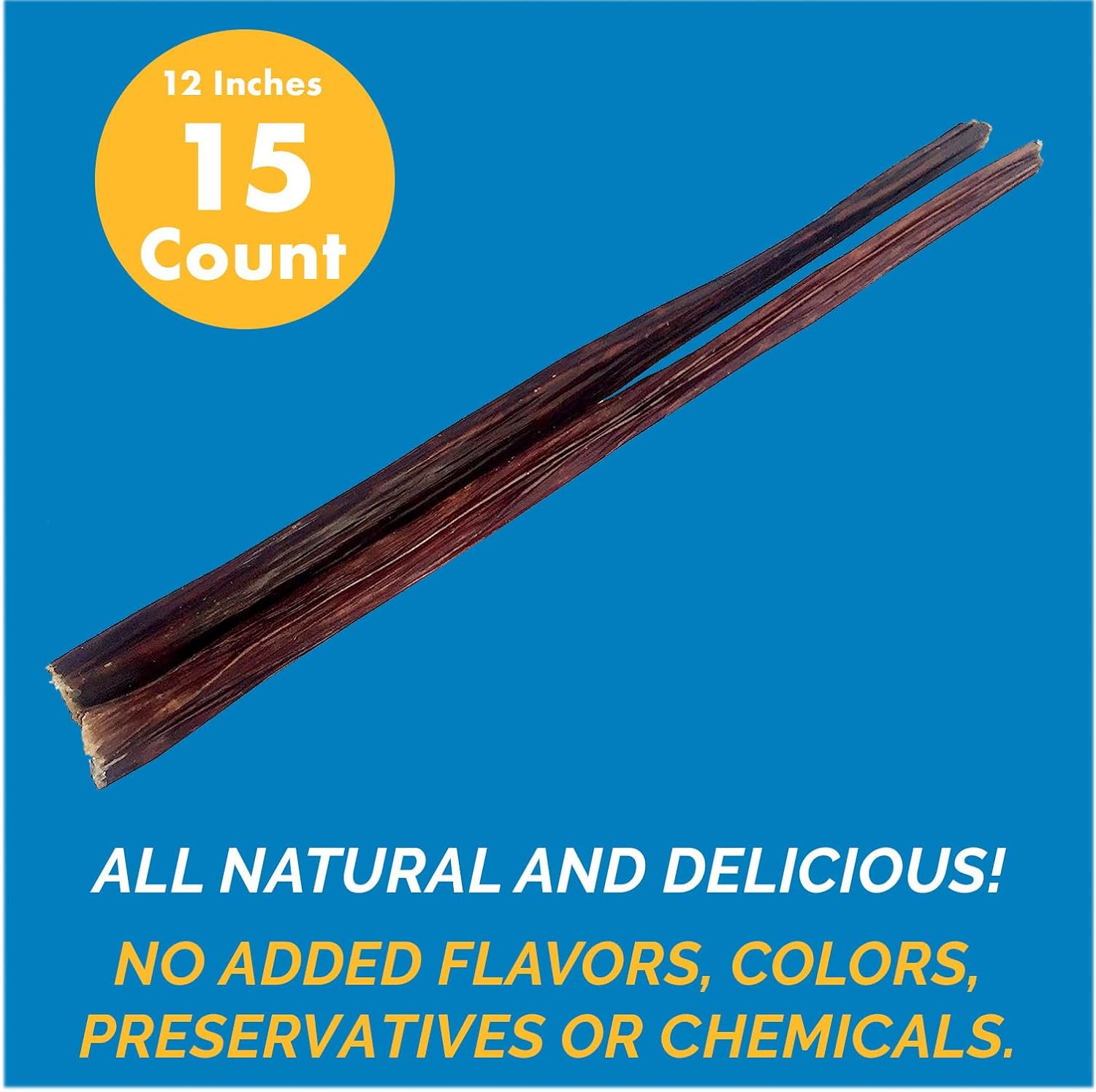 123 Treats Beef Gullet Jerky Sticks - (12 Inches - 15 Count) 100 Natural, Free Range Beef Esophagus Dog Chew Treat, Single-Ingredient Meaty Snacks, NO Preservatives, Hormones, or Antibiotics