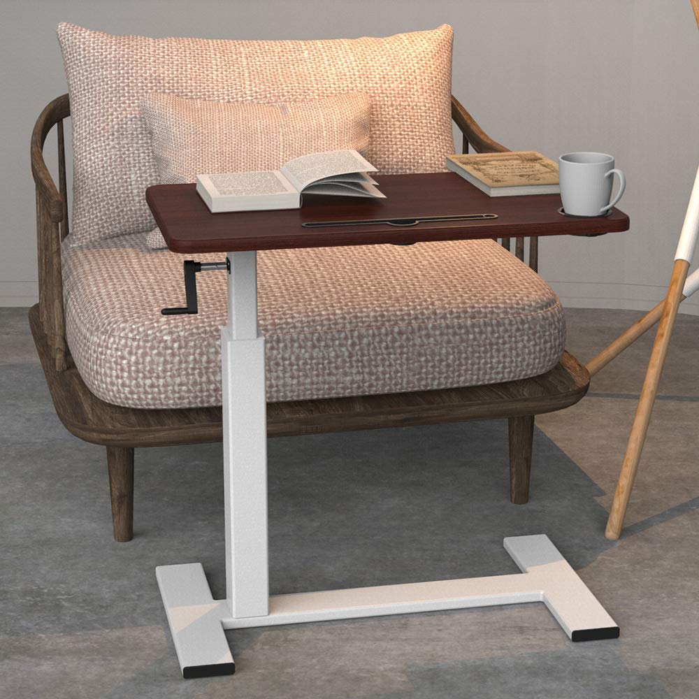 Overbed Table with Wheels, Balee Hospital Bed Table by Crank Height