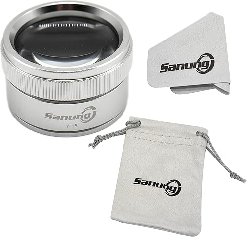 Sanung Lupa óptica 30X, lupa óptica de lectura de aleación de zinc Y-18 con doble lente de vidrio blanco de alta definición para leer, reparación de