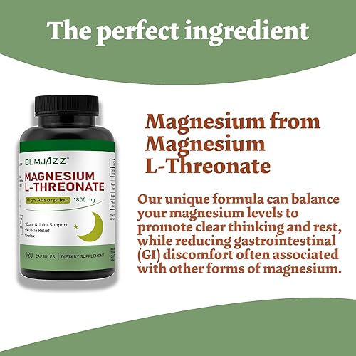 Miniatura 4 de Cápsulas de L-treonato de magnesio  Suplemento de magnesio de alta absorción  Forma biodisponible para el descanso y apoyo de la función cognitiva