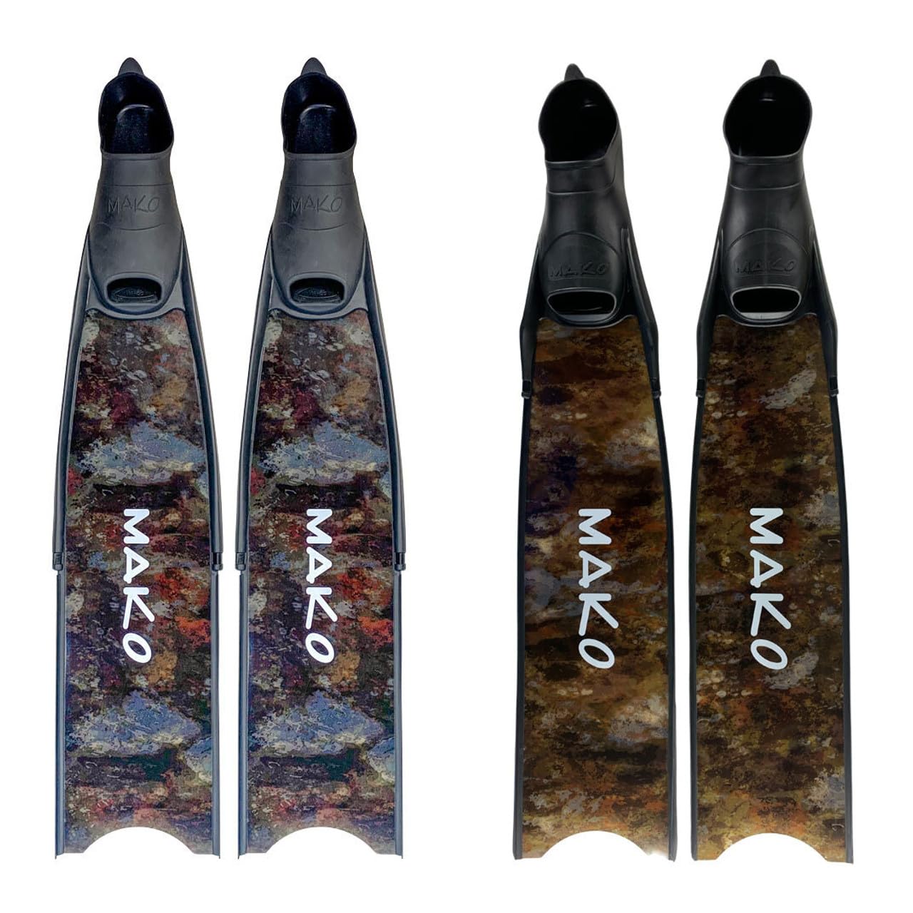 MAKO Pro Fiberglass Freedive Fins – Long Blade Freediving Fins with Interchangeable Blades – Lightweight, Powerful, and Hydrodynamic – Size 10-11 – Pro 3D Reef Camo – Medium
