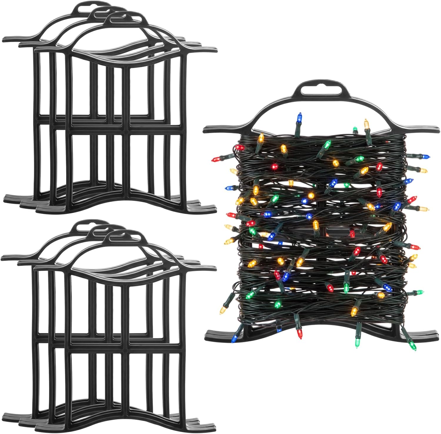 Ripeng 6 Pcs Light-Duty Extension Cord Holder, Hangable Rope Winder Fits Light Duty Cord, Small Cable Organizer Reel for Indoor Extension Cords, LED String Lights, Ethernet & Thin Rope