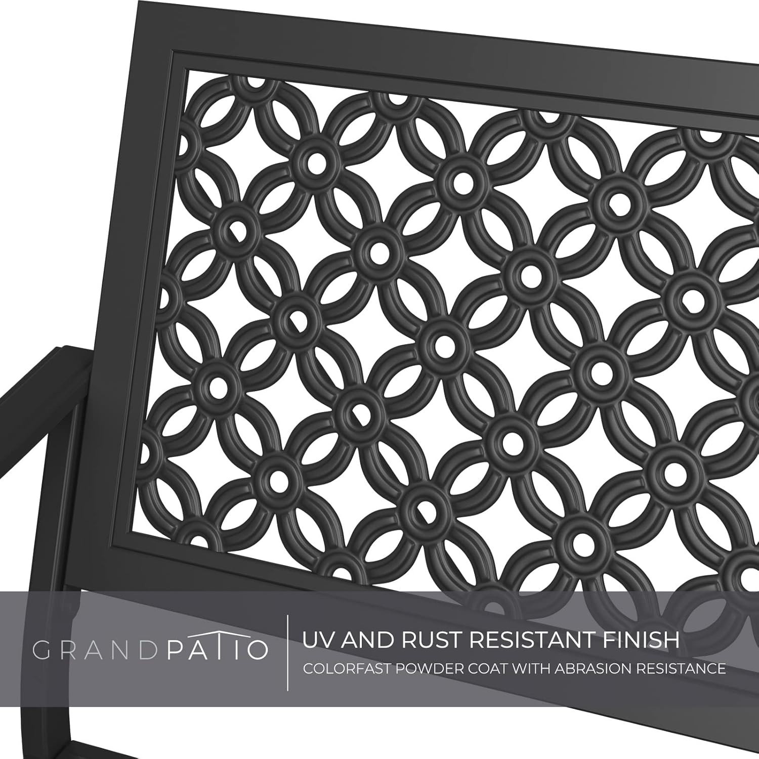 Grand patio Garden Bench, Outdoor Benches with Anti-Rust Steel Metal Frame, Patio Seating for Front Porch Park Outside Furniture Decor, Black Walnut : Patio, Lawn & Garden