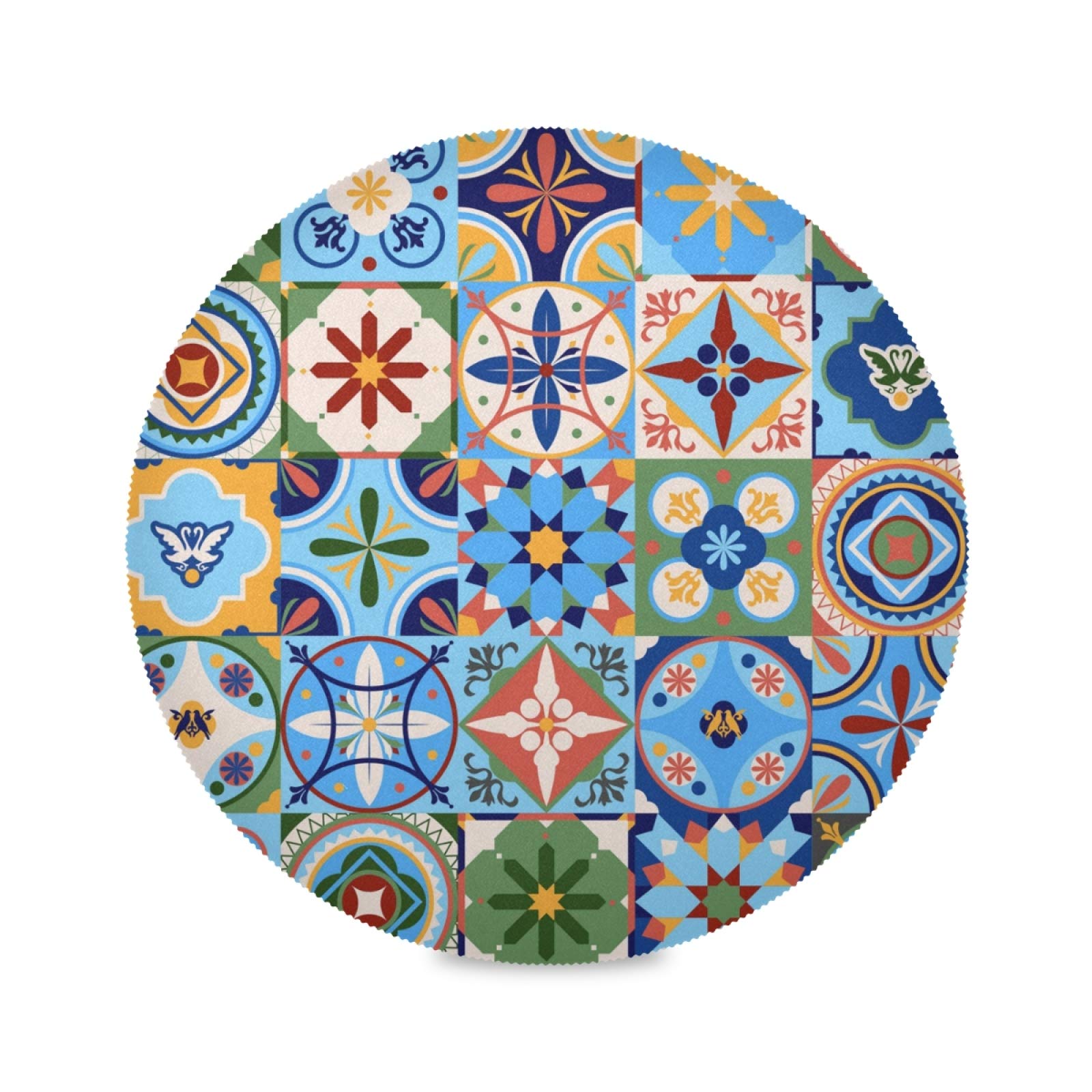 xigua Round Placemats Set of 4,Moroccan Tile Mosaic Table Place Mats,Easy Clean Heat & Stain Resistant Non-Slip Washable Kitchen Placemats - Image 2