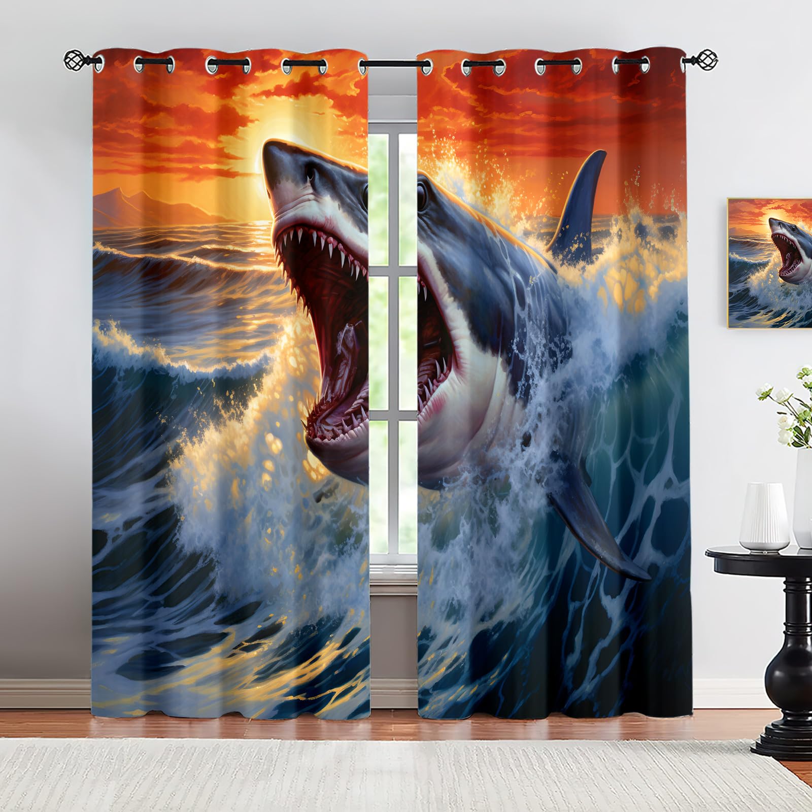 Rideaux isolation thermique motif requin blanc intimité garantie