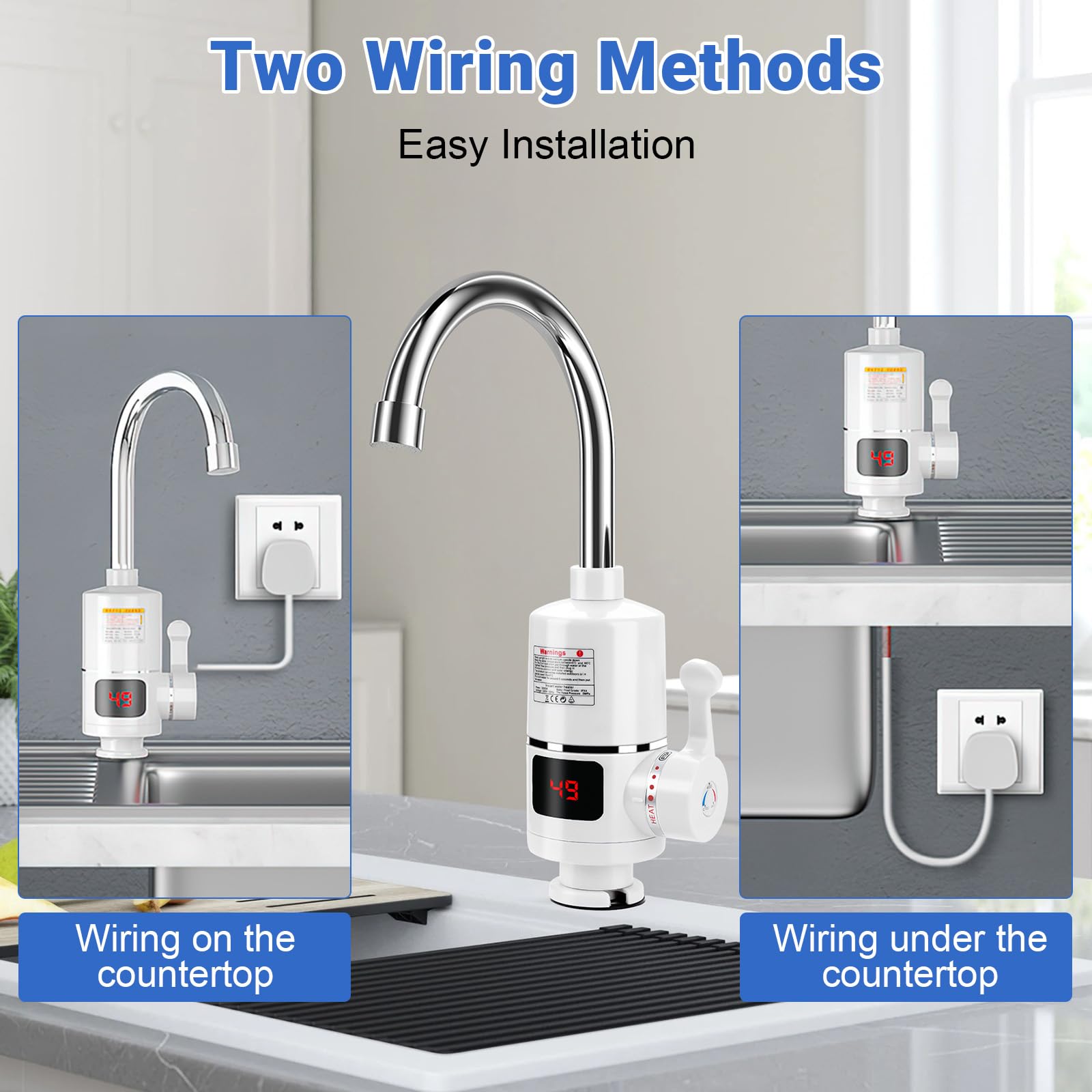 Scaldabagno elettrico Ta 220V 3000W Cucina Giardino Bagno Soggiorno Camino Ta