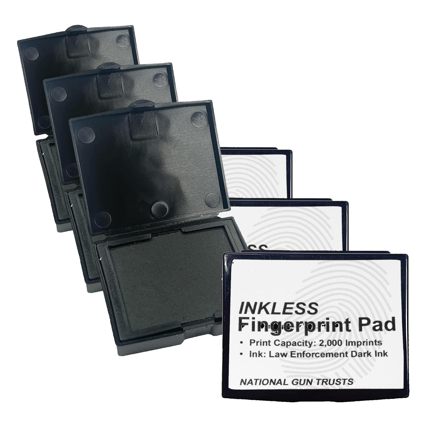 National Gun Trusts - Made in USA - Fingerprint Ink Pad - Law Enforcement Dark Inkless Fingerprint Ink Pad (Pack of 3)