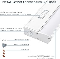 Vista 3 de PARMIDA - Iluminación LED para debajo del gabinete, instalación cableada, 32 pulgadas, 24 W, 5CCT seleccionable por color, 2700 K/3000 K/4000 K/5000