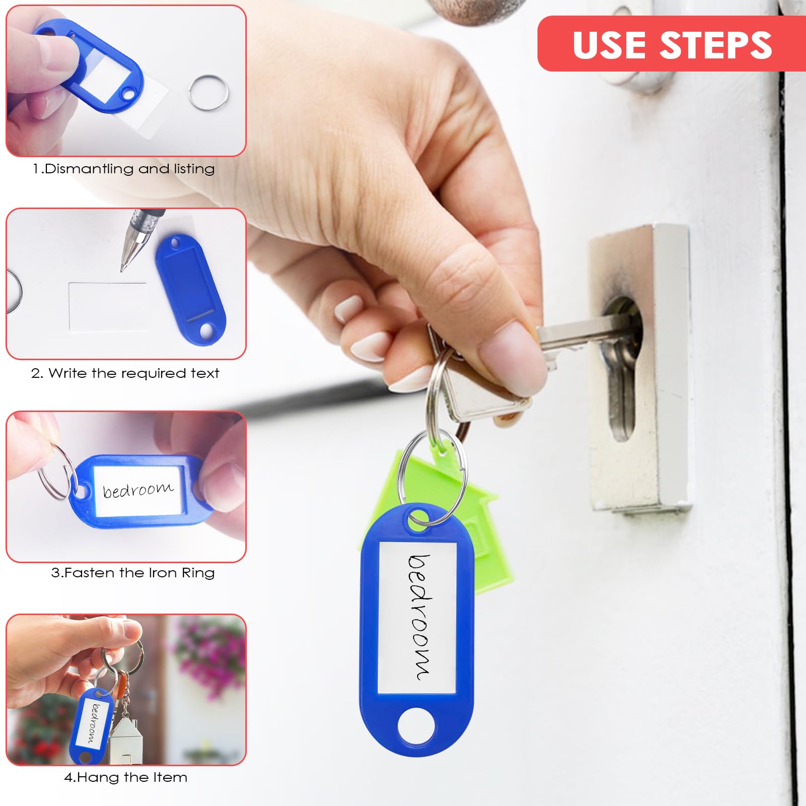 Lot De 20 Porte-Clés Étiquettes Inscriptibles - 10 Couleurs - Pour Identifier Clés, Bagages, Fournitures