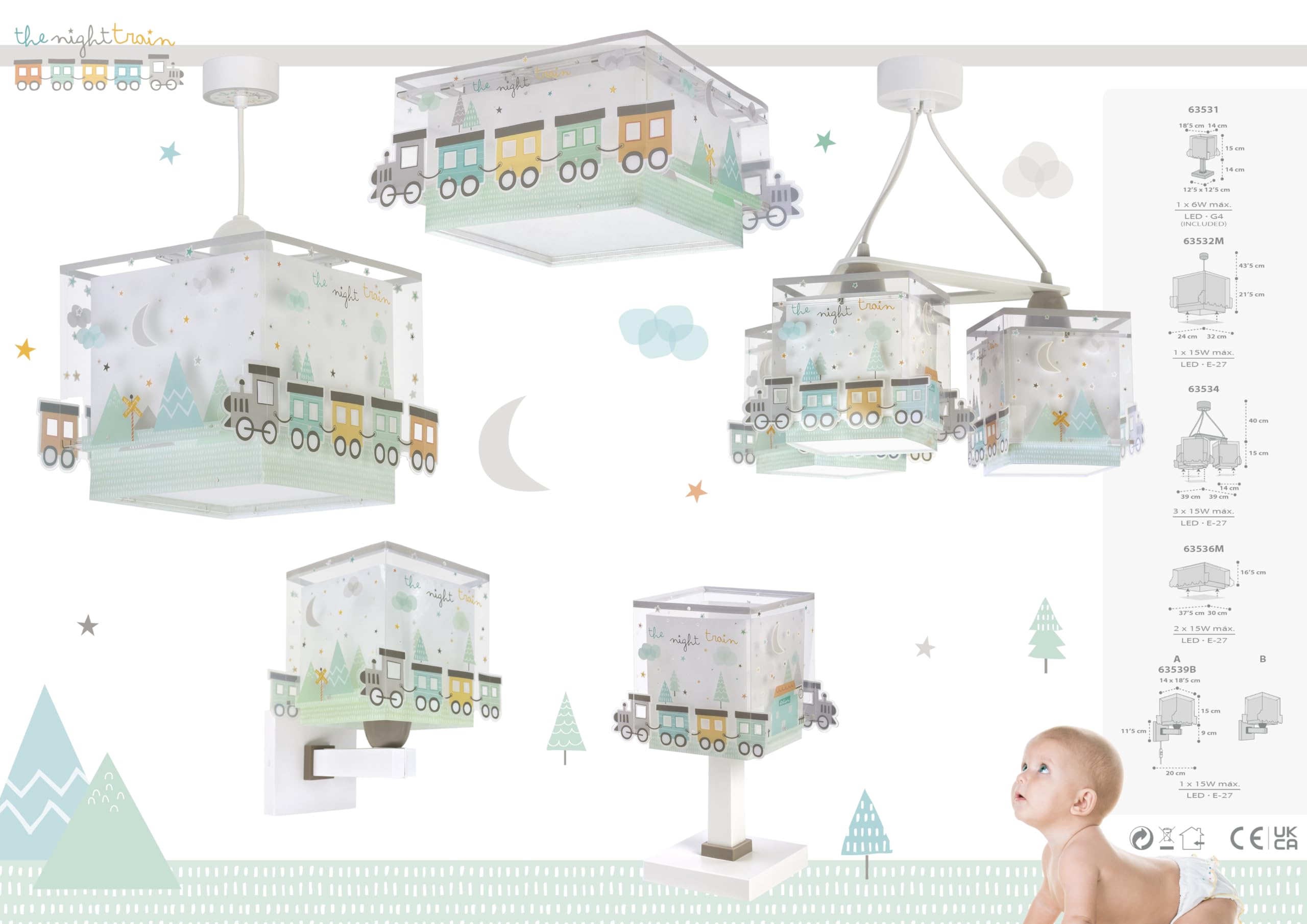 Dalber Lampada da tavolo o comodino per bambini The Night Train Treni, 63531N, G4-4W LED - Lampadina inclusa