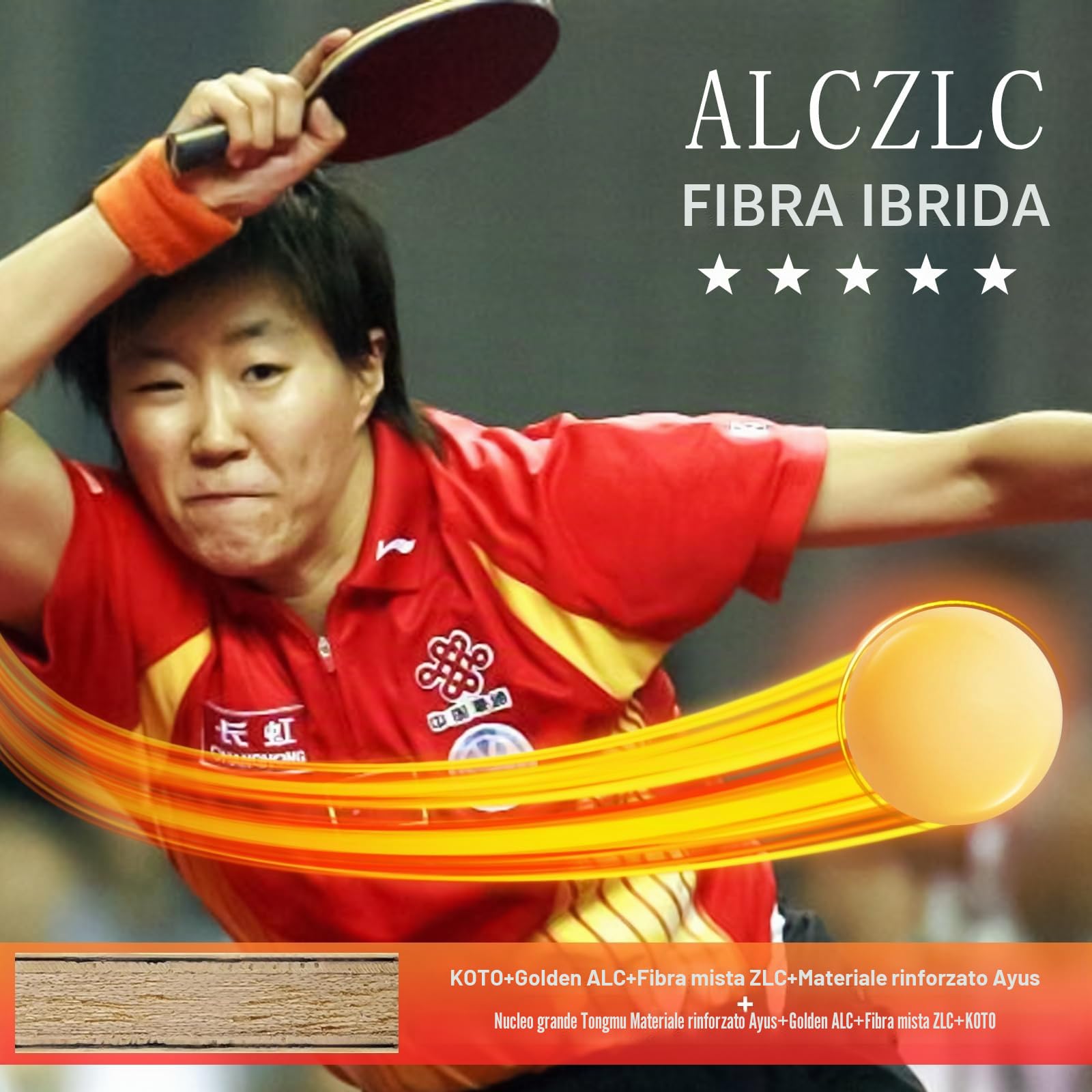 YAN-Huang - Racchetta professionale da ping pong, in carbonio arilato esterno, per giocatori intermedi e avanzati o appassionati di ping pong (racchetta singola)