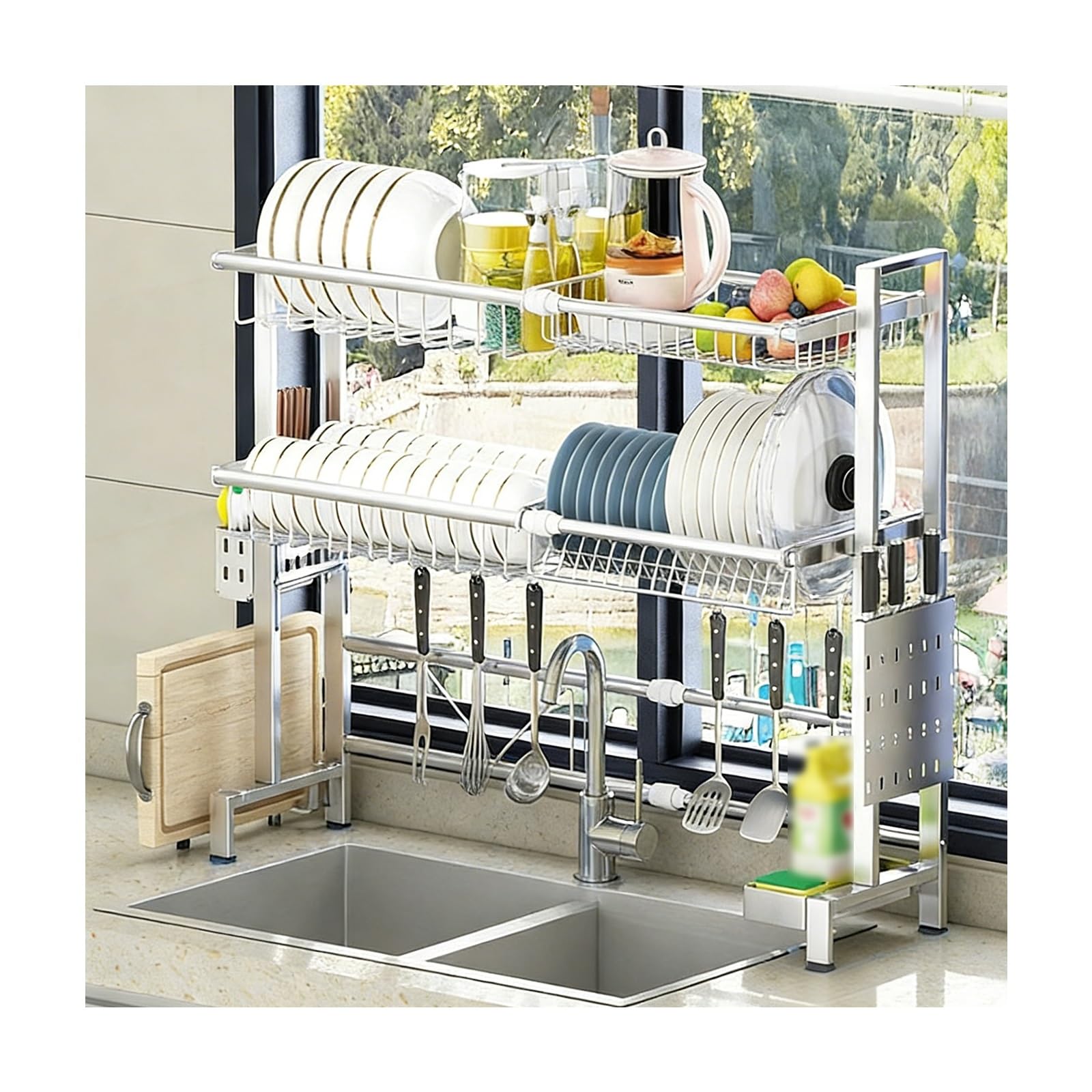 Sink Caddy Kitchen Sink Caddy Dish Drainers for Kitchen Counter Retractable Design Automatic Drainage Large Capacity Space-Saving and