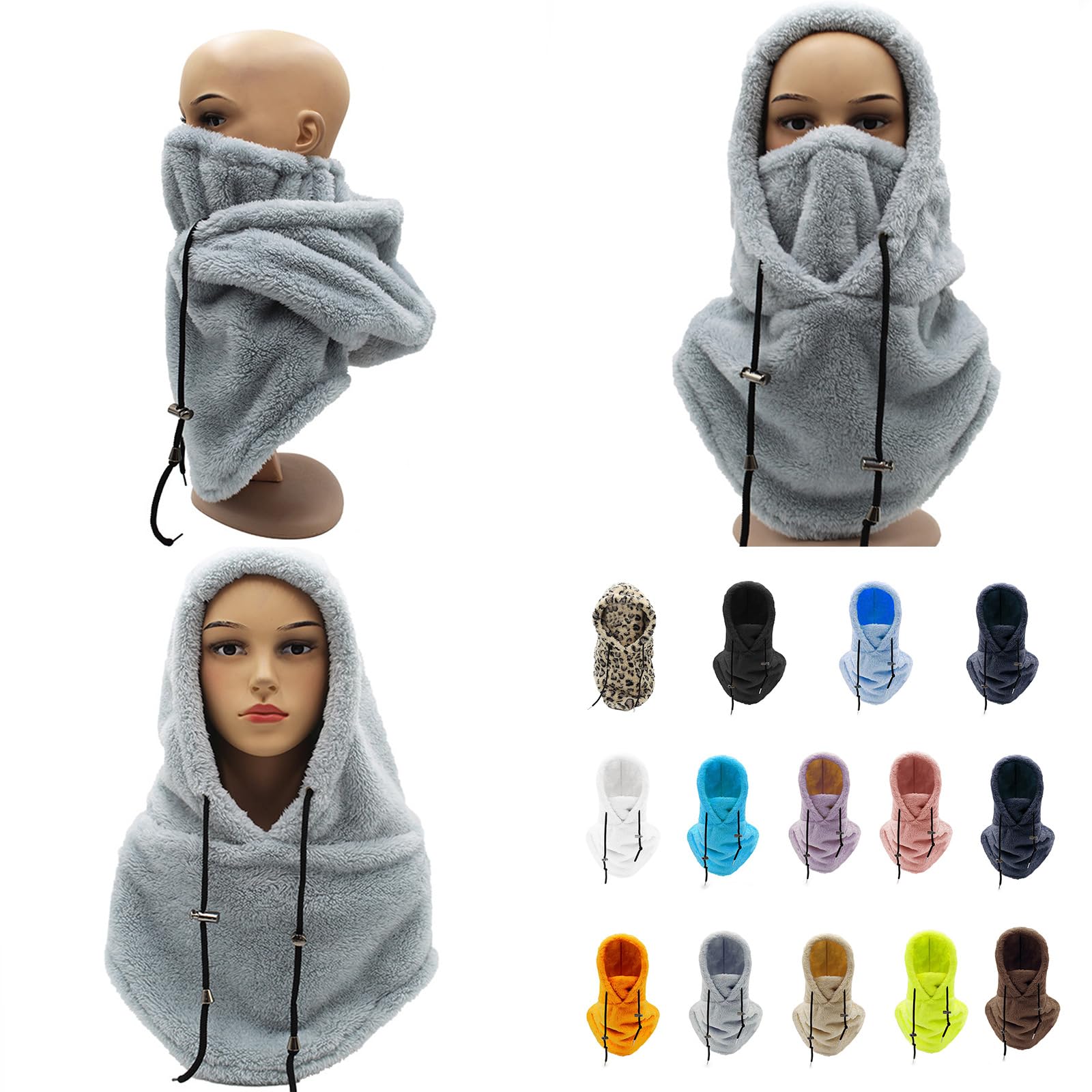 WEISUYUUS Plush Fleeces Hooded Covers Winter Warm Headgear Cycling Unisex Adjustable Visors for Men and Women