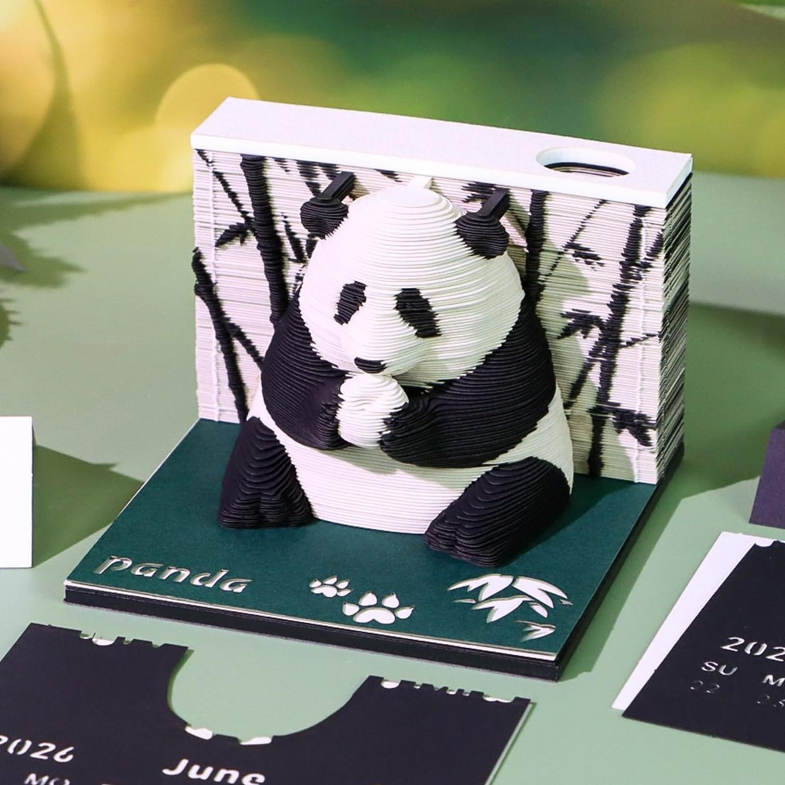 Zeitmesser-Kalender 2026 2026 Dekorativer Abreißblock | Papierschnitt 2026 Panda Kalender für Lehrer, Kinder, Erwachsene Zuhause Arbeit Bücherregal Schlafzimmer Wohnzimmer