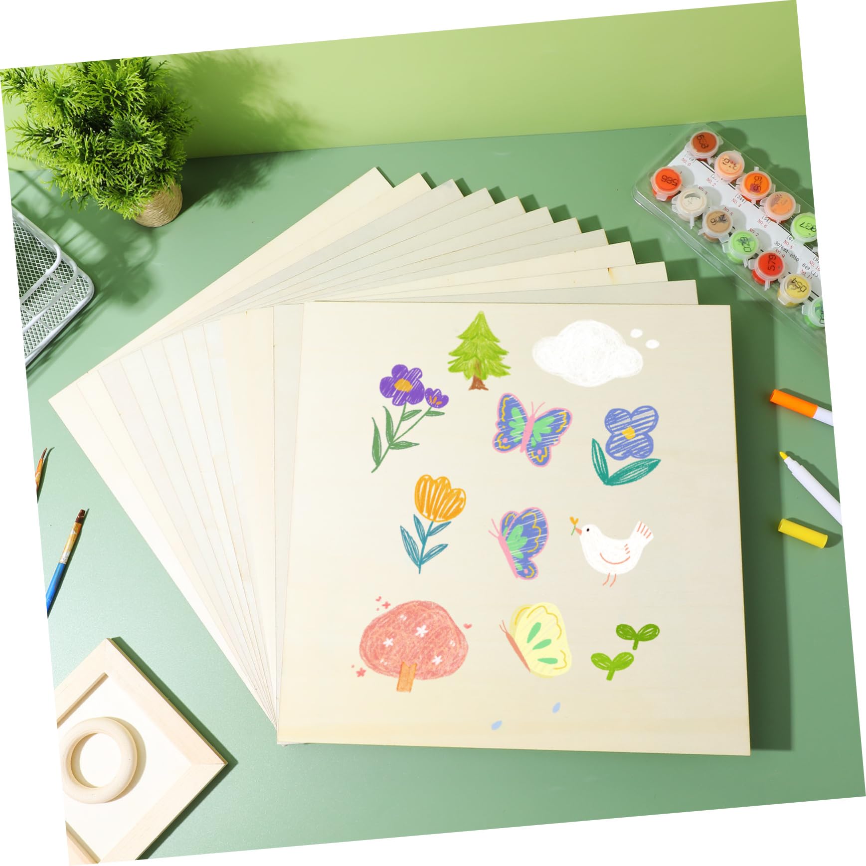 12 Pezzi Quadrati in Legno per Hobby Creativi e Decorazioni