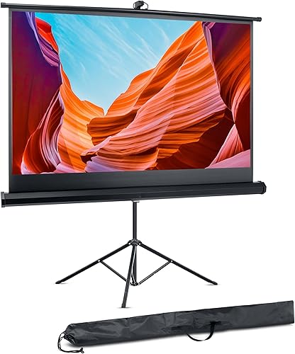 Pyle Pantalla de proyector con soporte, 100 pulgadas, portátil, plegable, mate, para proyección, incluye trípode, ideal para presentación en