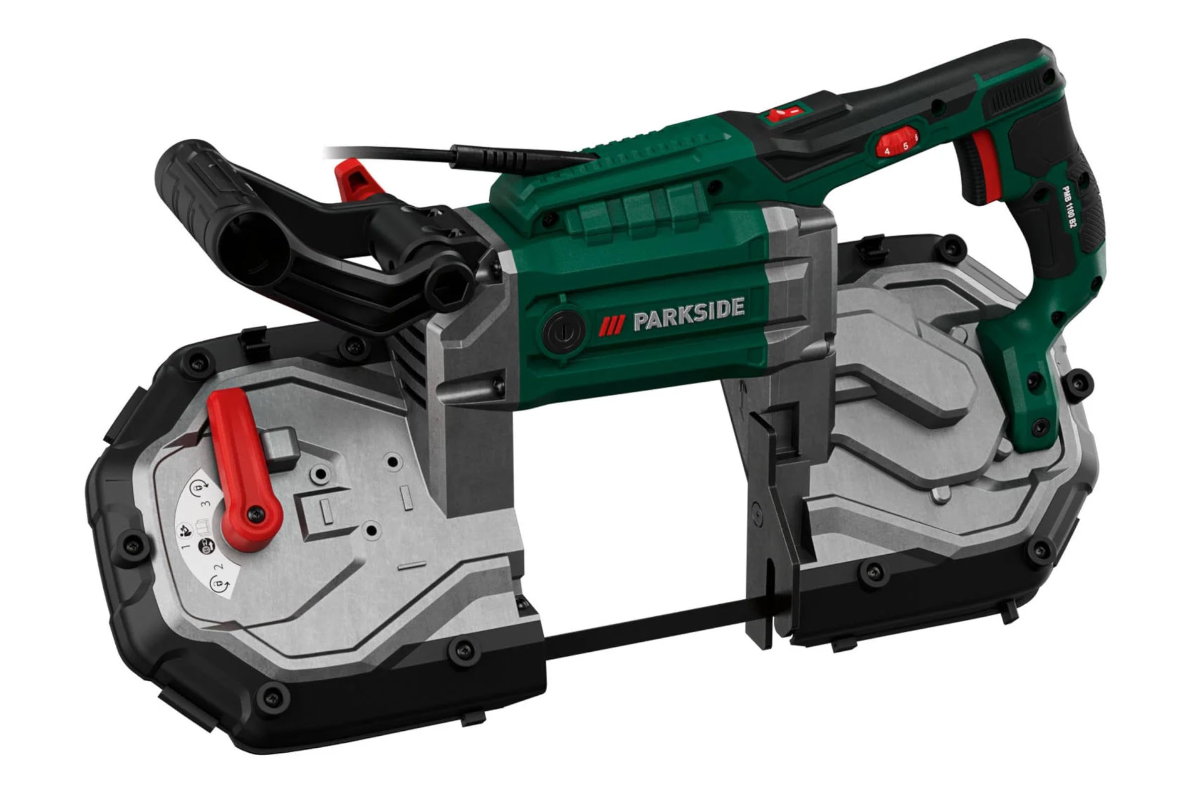 Sega a nastro in metallo PARKSIDE®, sega a nastro per troncare, 1100W, luce LED, sega fissa o manuale, durevole