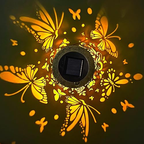 Miniatura 5 de Farol solar colgante de mariposa para exteriores, faroles decorativos para jardín, regalos para mujeres, faroles solares impermeables para patio,