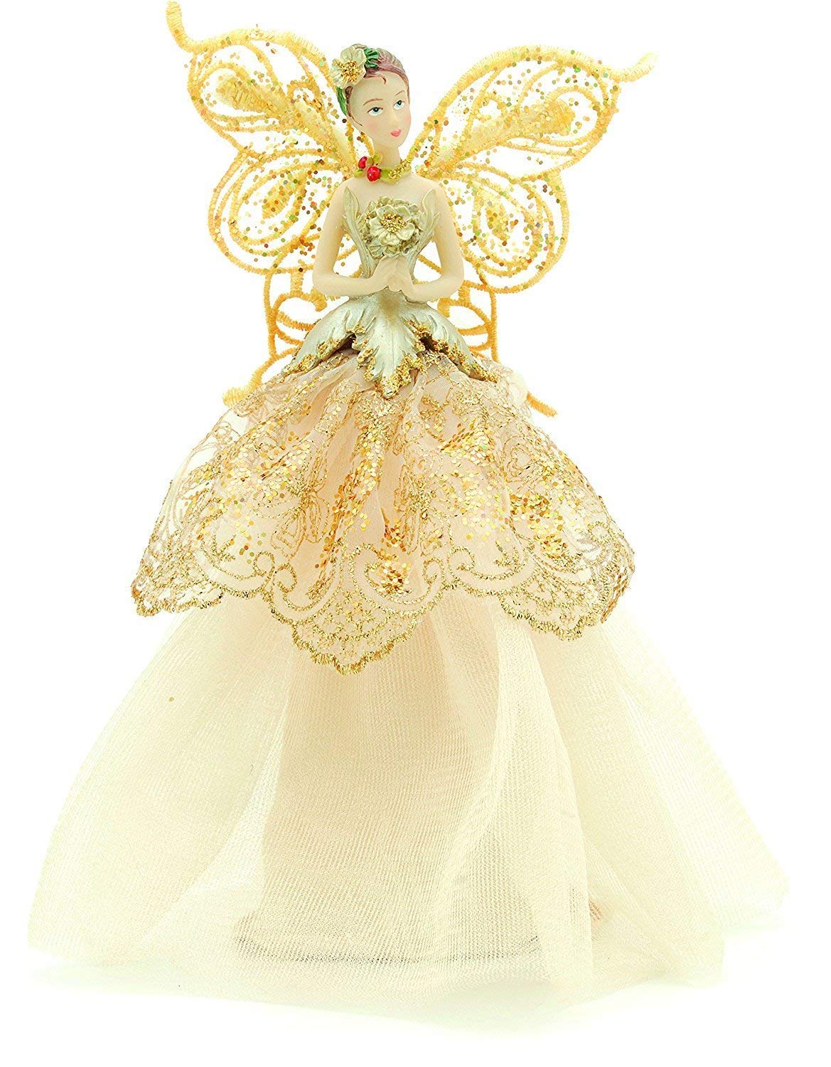Gisela Graham Gold Christmas Tree Topper Fairy Angel Traditional With Wings