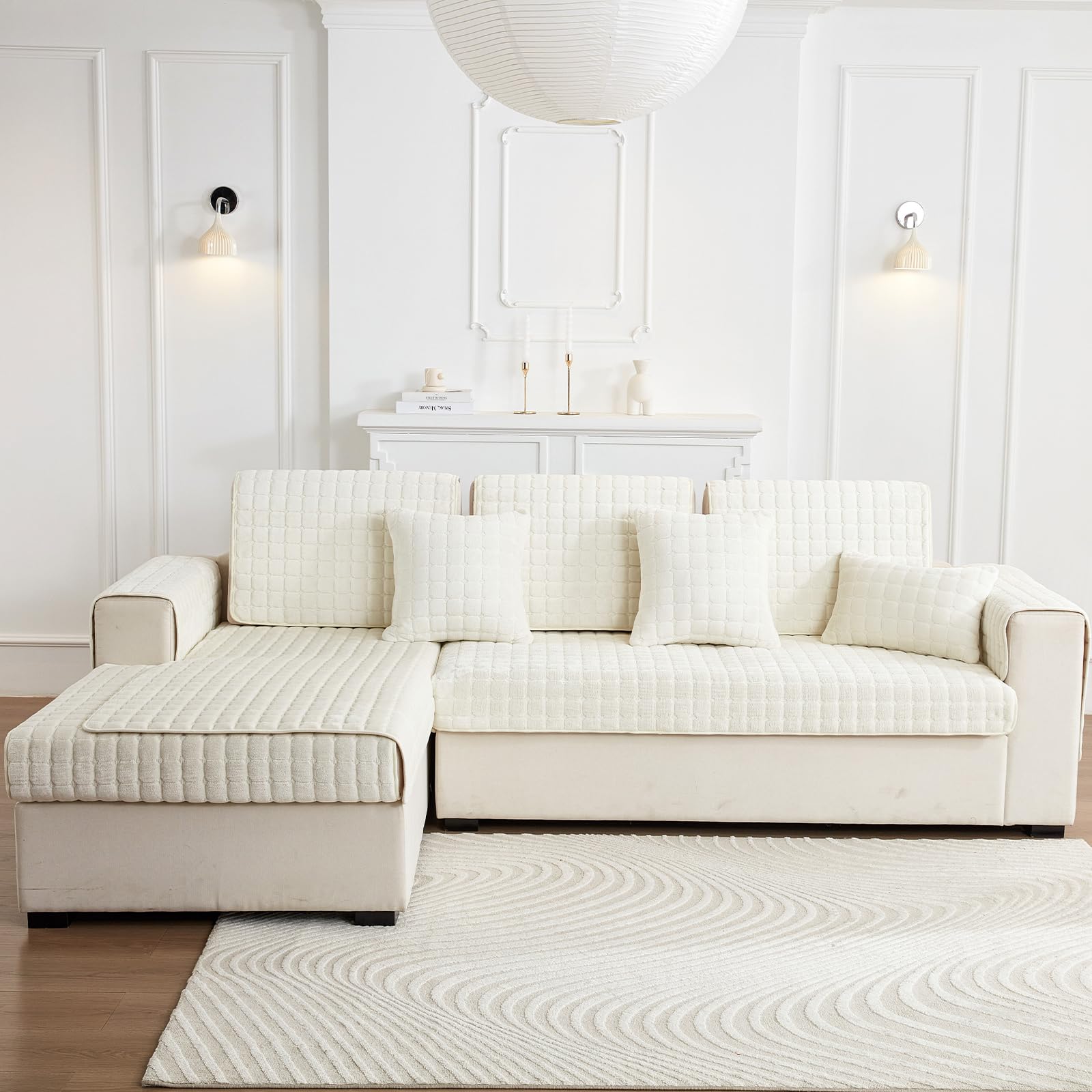 GKXLH 1PC Cushion Covers - Solid Soft Soft Flannel 45x45 Pillow Cases for Couch Sofa Home Decoration (Beige White, Pillowcase 45x45 cm) - Image 2
