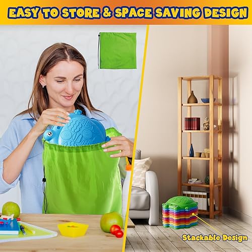 Miniatura 6 de Stepping Stones para niños, 12 piedras antideslizantes de equilibrio para niños de 1 a 3 años, juguetes sensoriales de carreras de obstáculos, juego