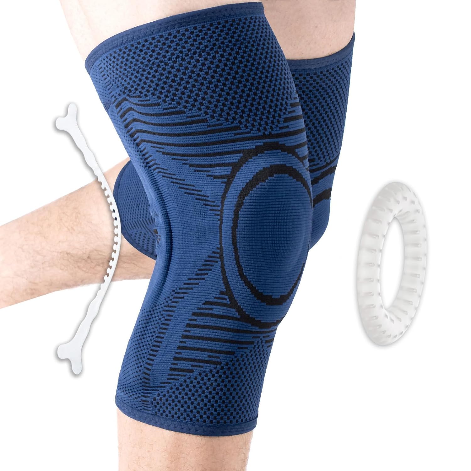 Professional Knee Brace for Pain Relief 2 Pack,Medical Knee Compression Sleeve, Knee Support with Horizontal Knit Tech for Meniscus Tear (Blue, X-Large) X-Large Blue