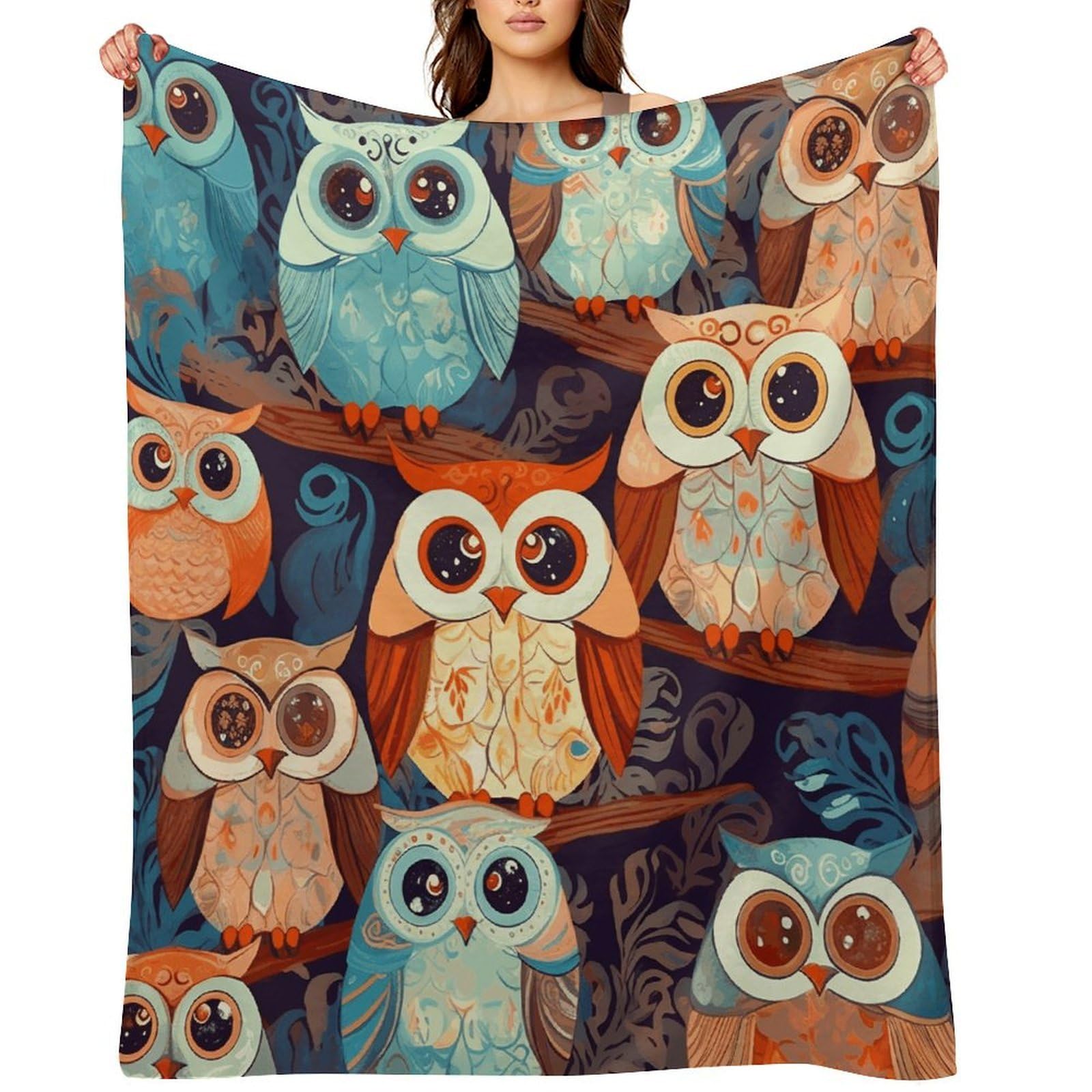 Anime Owl Throw Blanket for Couch and Bed Super Soft Warm Lightweight Throw Blankets Cozy Fuzzy Flannel Blanket Personalized Decorative Blankets for Sofa Decor 30"x40"