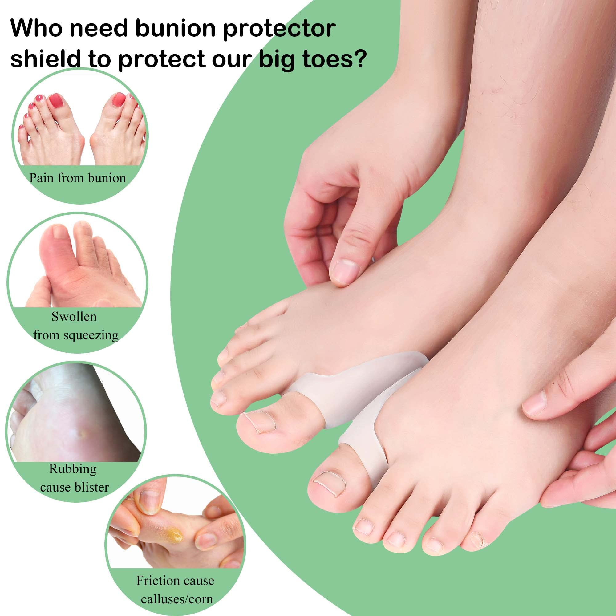 8 cuscinetti protettivi in gel per alluce valgo, protezioni per alluce valgo e alluce valgo, per uomini e donne, per alleviare il dolore e prevenire vesciche, sfregamenti e calli, prenditi cura