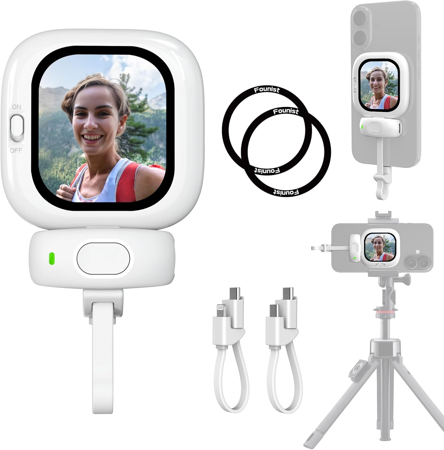 Vlogmate Mini Phone Vlog Selfie Monitor Screen, Phone Holder Clip Mount for Rear Camera Selfies/Vlogging/Live/TikTok,Selfie Screen Compatible with iPhone Back Camera Monitor Screen