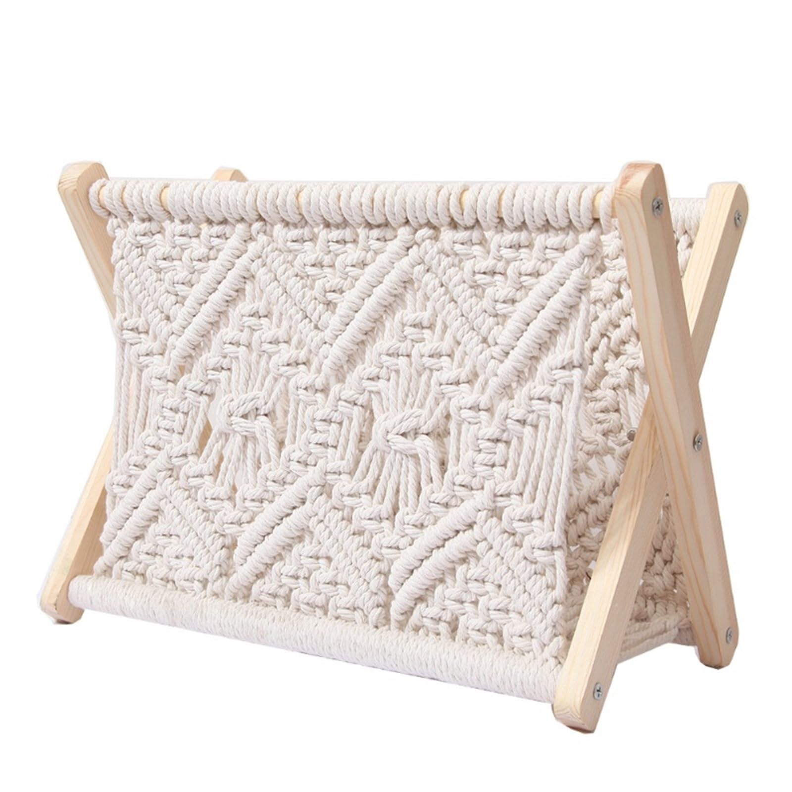 Handwoven Magazine Rack Office Furniture Cotton Rope Woven Magazine Storage Rack Creative Desktop Book And Newspaper Floor Racks For Kitchen Windowsill, Desk, Hotel Corridor