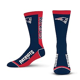 For Bare Feet NFL NEW ENGLAND PATRIOTS MVP Crew Sock Team Color Large
