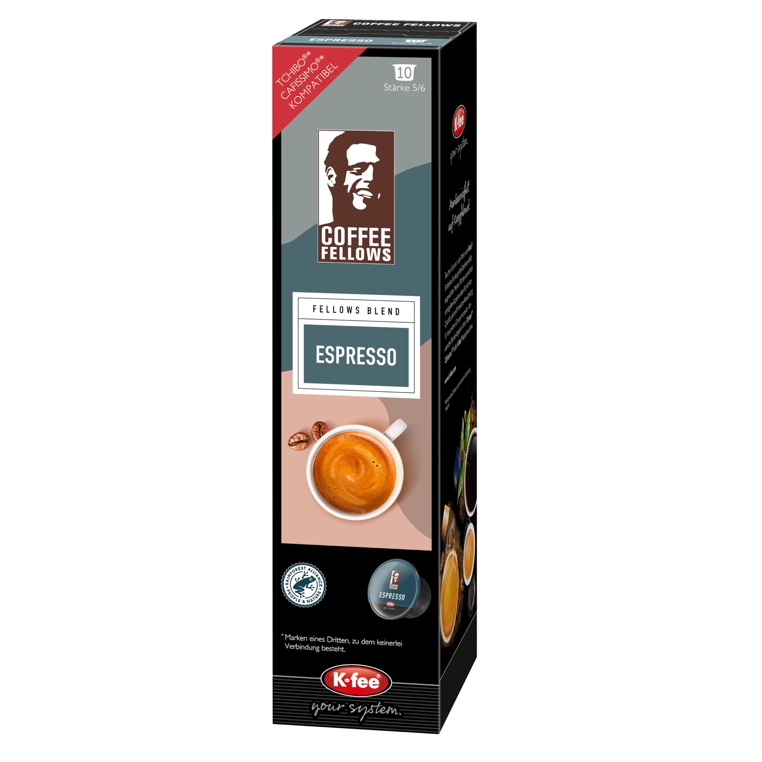 K-fee Coffee Fellows Blend Espresso kapsułki z kawą, intensywność 5/6, kompatybilne z K-fee & Tchibo Cafissimo, 120 kapsułek