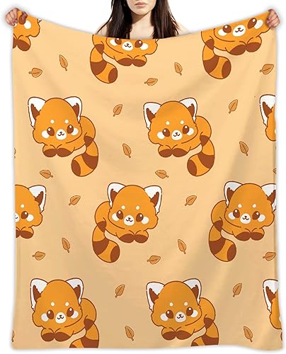 Miniatura 9 de Manta de panda rojo, regalos para amantes del panda rojo de 80 x 60 pulgadas para adultos, manta de forro polar muy suave para cama, sofá