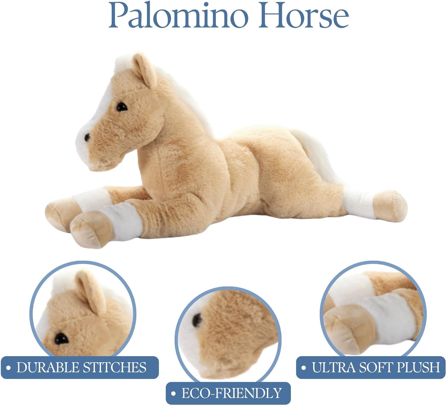 The Petting Zoo Floppy Palomino Horse Stuffed Animal Plushie, Gifts for Kids, Wild Onez Wildlife Animals, Brown Horse Plush Toy, 24 inches