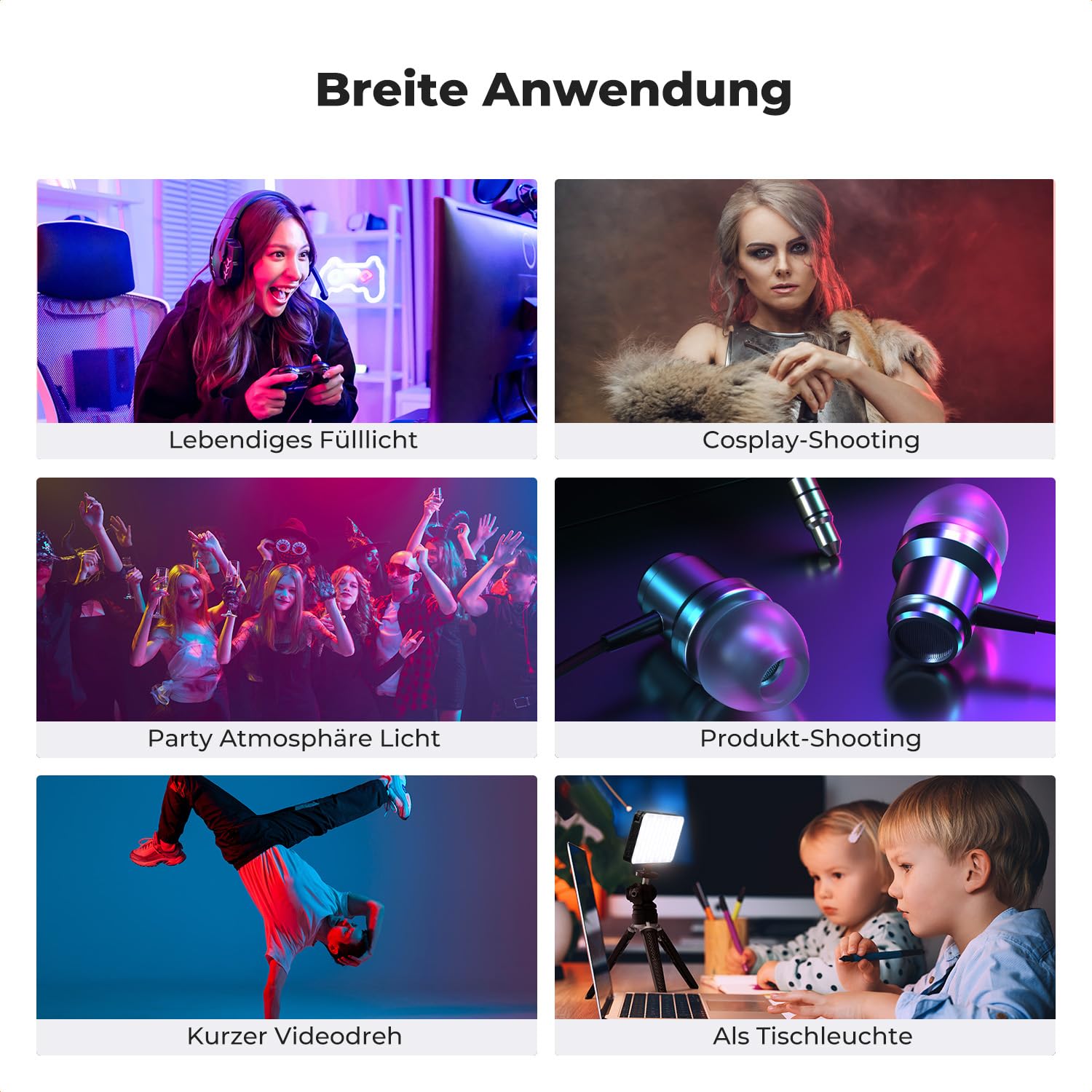 K&F CONCEPT 135 LED RGB Videoleuchte, Aufgebaut 5000mAh Akku Dimmbar Compact Fotolicht für DSLR Kamera,CRI 96, 2812lux, Tragbares Kamera Licht mit 13 Lichteffekten