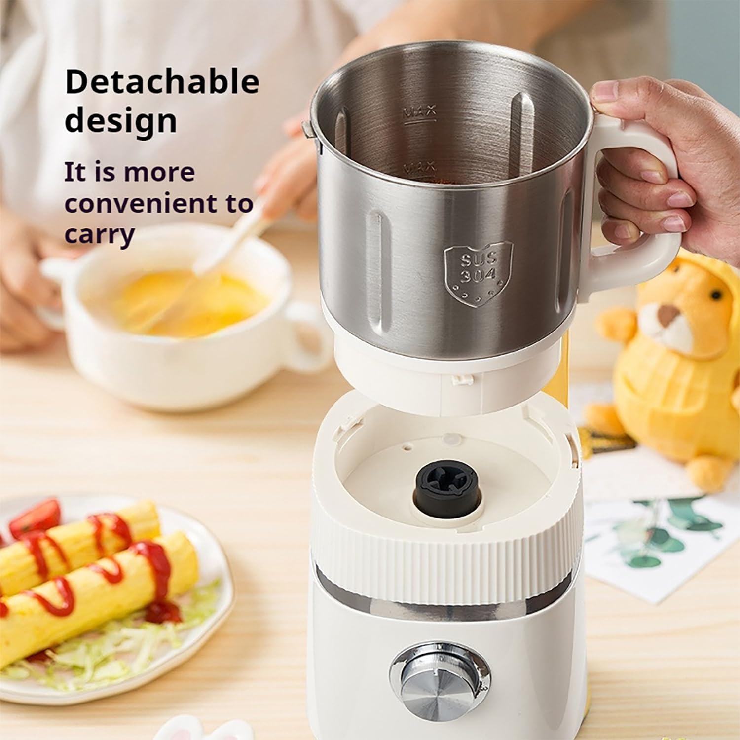 Molinillo de café eléctrico, molinillo de grano de 500 W con 4 niveles de ajuste libre y tapa extraíble, 26000r/min seco seco/húmedo, ramilla de especias de 800 g de gran capacidad para grano white
