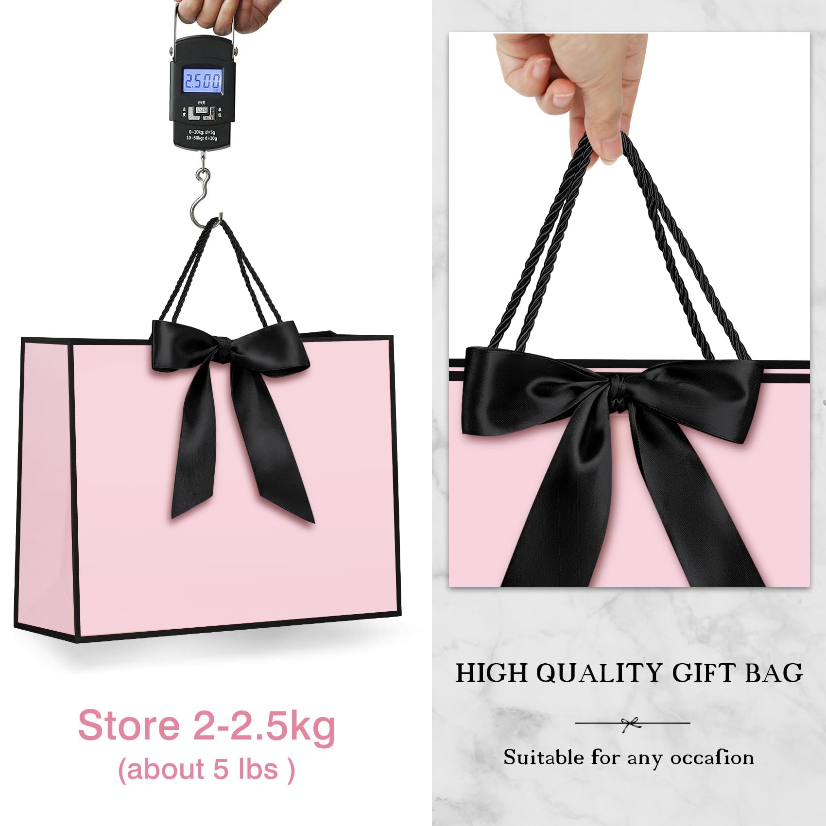 HONTIUS 15.75" Bolsa Regalo Grande, 4 Piezas Bolsas De Regalo Con Papel De Pañuelos De Papel Y Tarjetas, 40cm Elegante Bolsa Regalo XXL Gift Bags Maxi Para Cumpleaños Fiestas Celebraciones Boda J