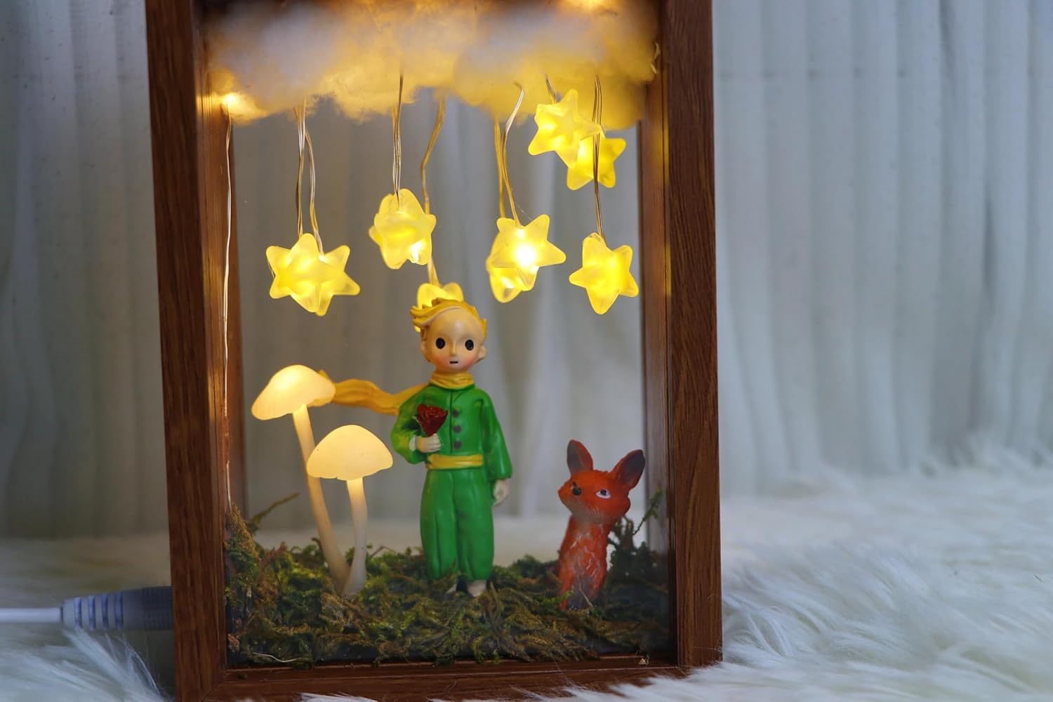 6-inch Little Prince Night Light, Little Prince and Mushroom Desktop Gift Light, Christmas Gift, Desktop Lighting, Nursery Decorative Night Light